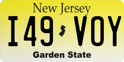 NJ license plate I49VOY