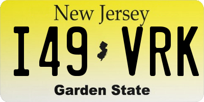 NJ license plate I49VRK