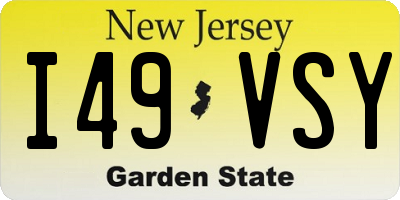 NJ license plate I49VSY