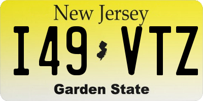 NJ license plate I49VTZ