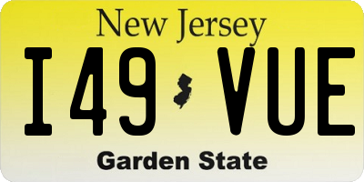 NJ license plate I49VUE