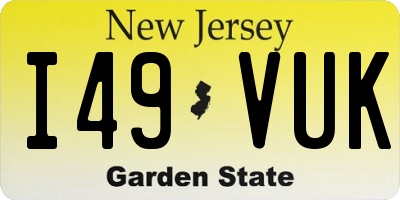NJ license plate I49VUK