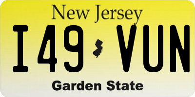 NJ license plate I49VUN