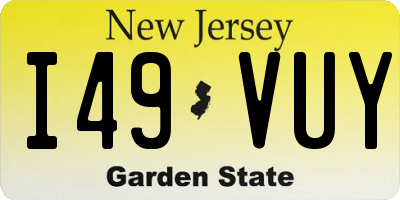 NJ license plate I49VUY