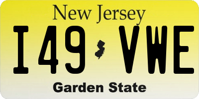 NJ license plate I49VWE