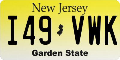 NJ license plate I49VWK