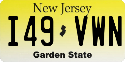 NJ license plate I49VWN