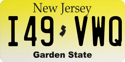 NJ license plate I49VWQ