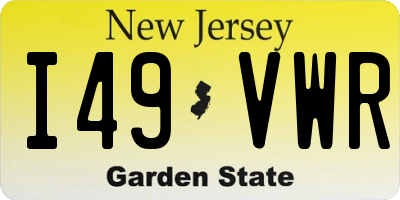 NJ license plate I49VWR