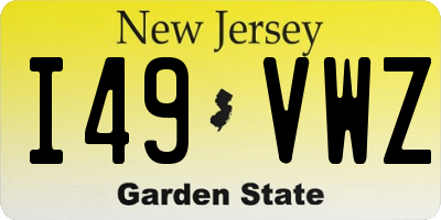 NJ license plate I49VWZ