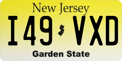 NJ license plate I49VXD