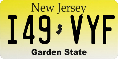NJ license plate I49VYF