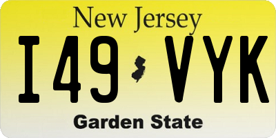 NJ license plate I49VYK