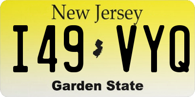 NJ license plate I49VYQ
