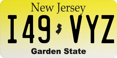 NJ license plate I49VYZ