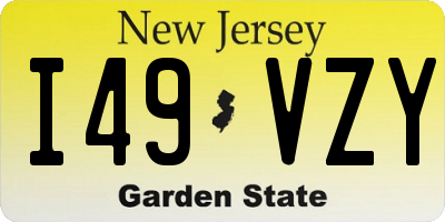 NJ license plate I49VZY