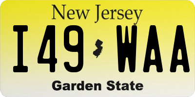 NJ license plate I49WAA