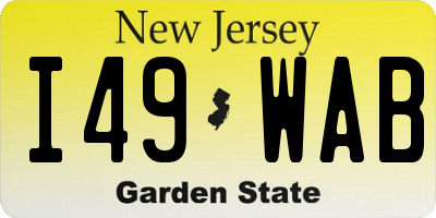 NJ license plate I49WAB