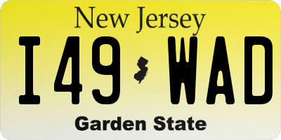 NJ license plate I49WAD