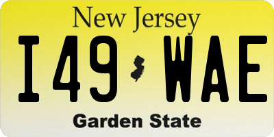 NJ license plate I49WAE