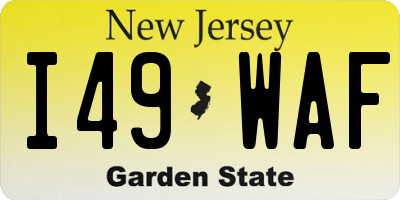 NJ license plate I49WAF