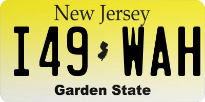 NJ license plate I49WAH