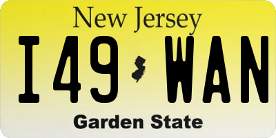 NJ license plate I49WAN