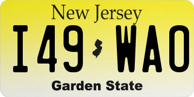 NJ license plate I49WAO