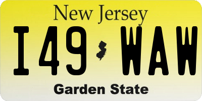 NJ license plate I49WAW
