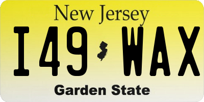 NJ license plate I49WAX
