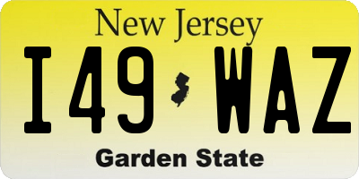 NJ license plate I49WAZ