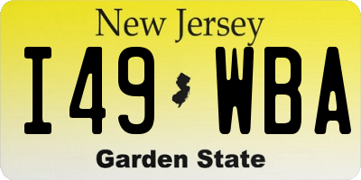 NJ license plate I49WBA