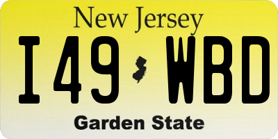 NJ license plate I49WBD
