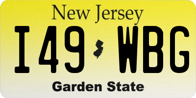 NJ license plate I49WBG