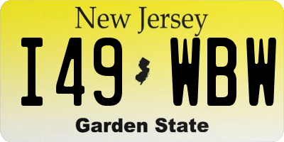 NJ license plate I49WBW