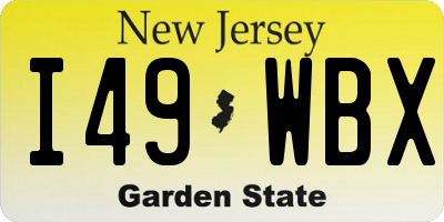 NJ license plate I49WBX