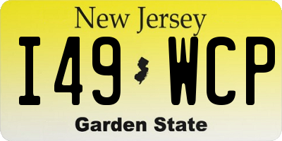NJ license plate I49WCP