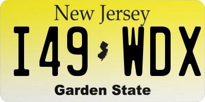 NJ license plate I49WDX