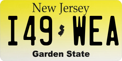 NJ license plate I49WEA
