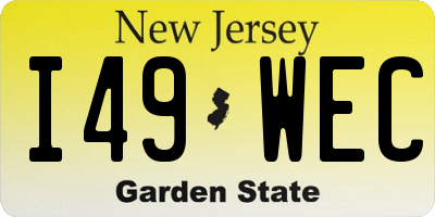 NJ license plate I49WEC