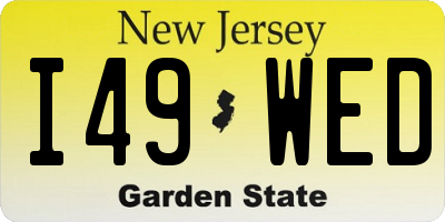 NJ license plate I49WED