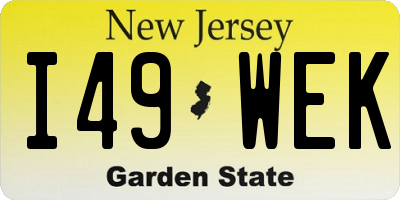 NJ license plate I49WEK