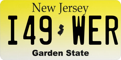NJ license plate I49WER