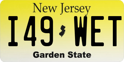 NJ license plate I49WET