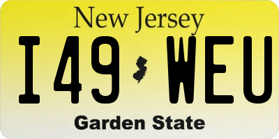 NJ license plate I49WEU