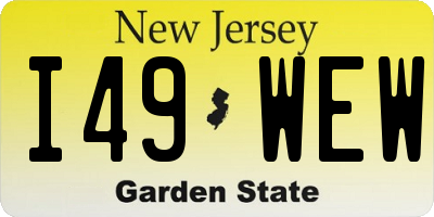 NJ license plate I49WEW