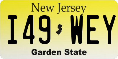 NJ license plate I49WEY