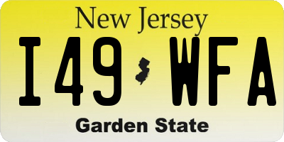 NJ license plate I49WFA