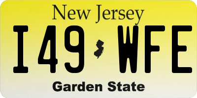 NJ license plate I49WFE