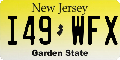 NJ license plate I49WFX